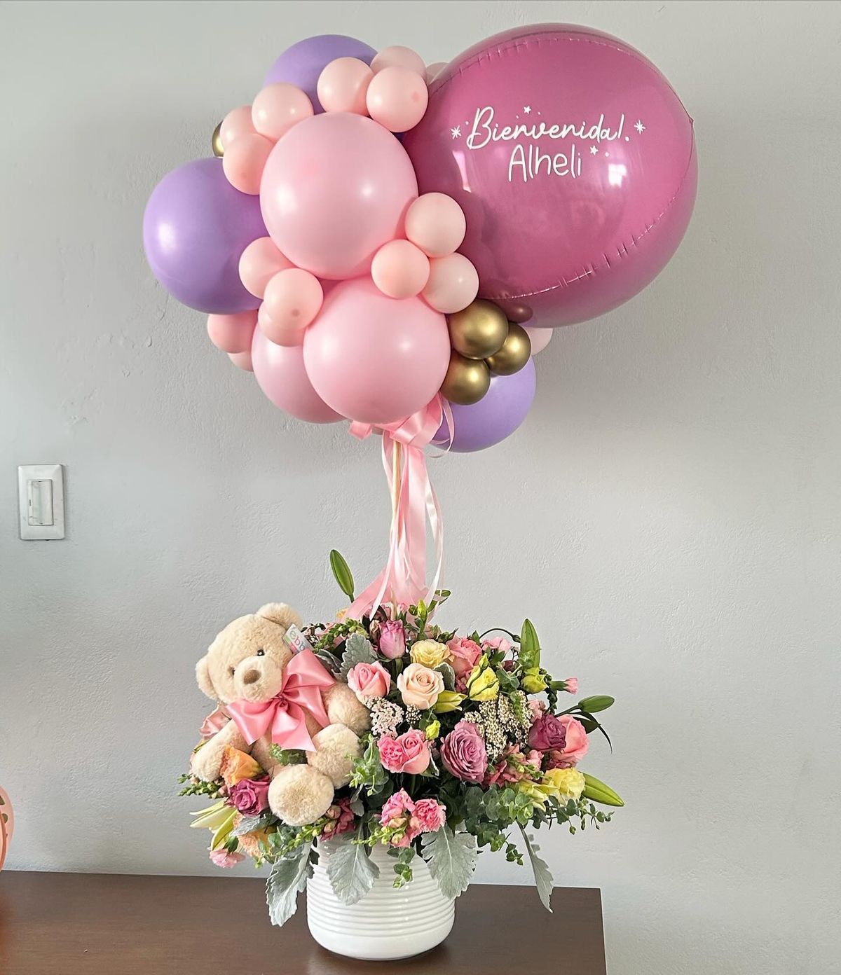 bouquet de globos rosas