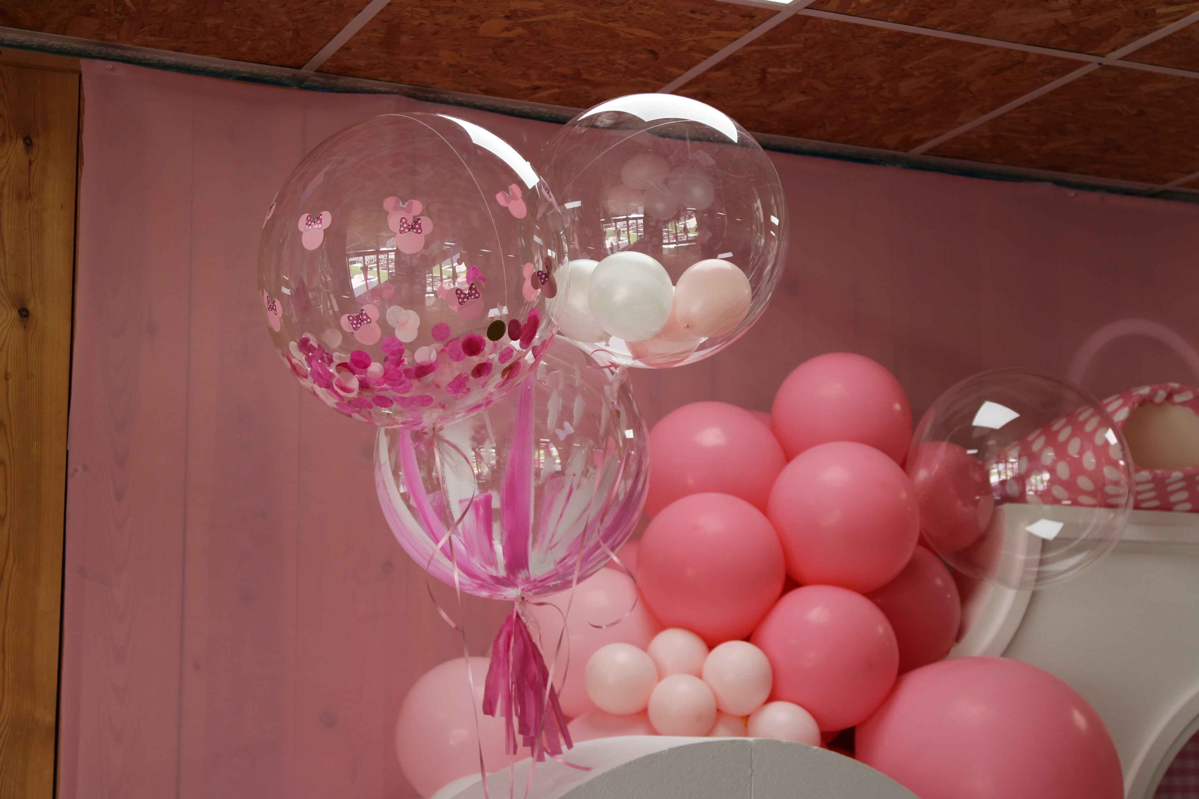 Bouquet de 3 globos burbuja con helio