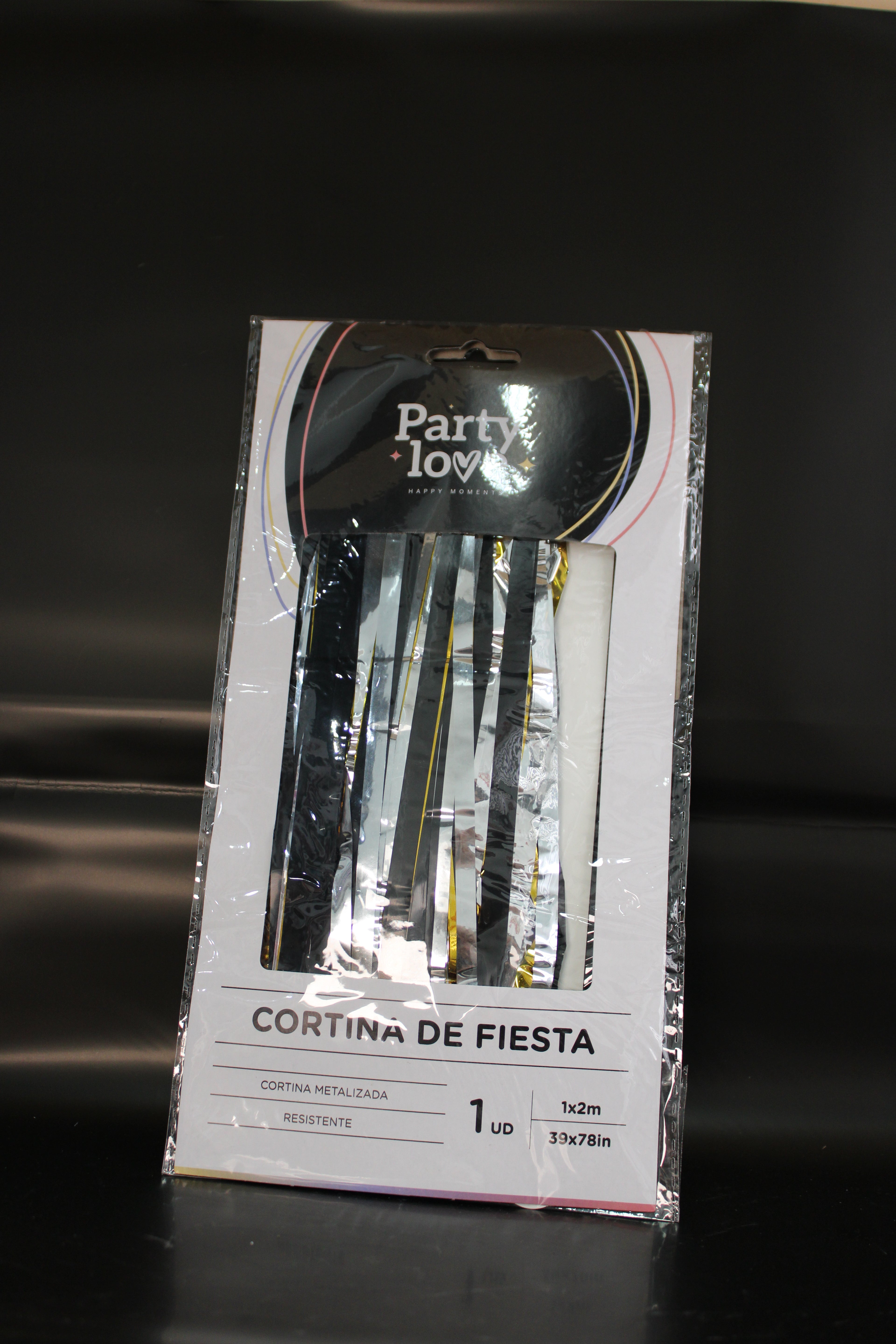Cortina negra dorada y  plata