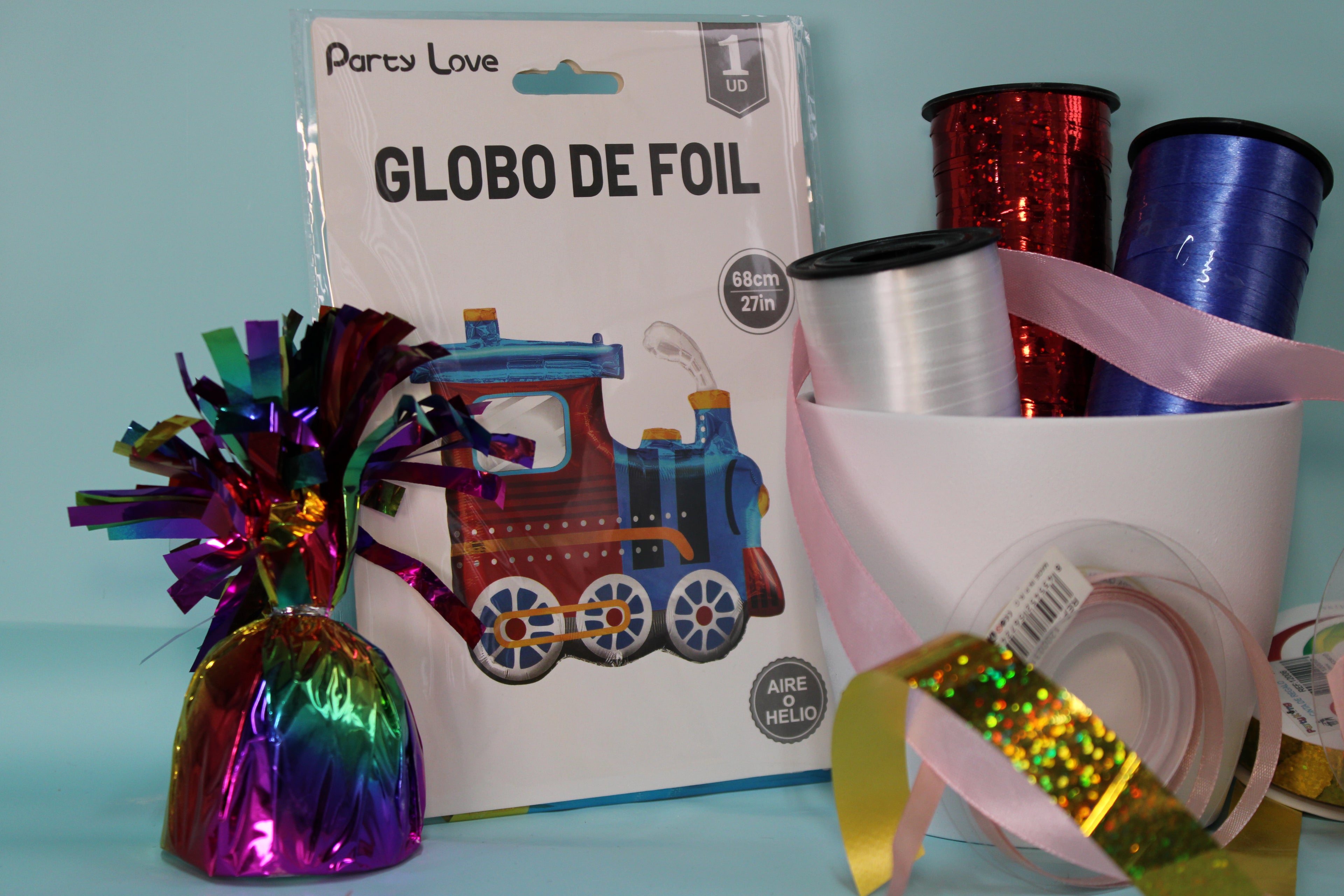 Globo foil cuadrados tren 68cm