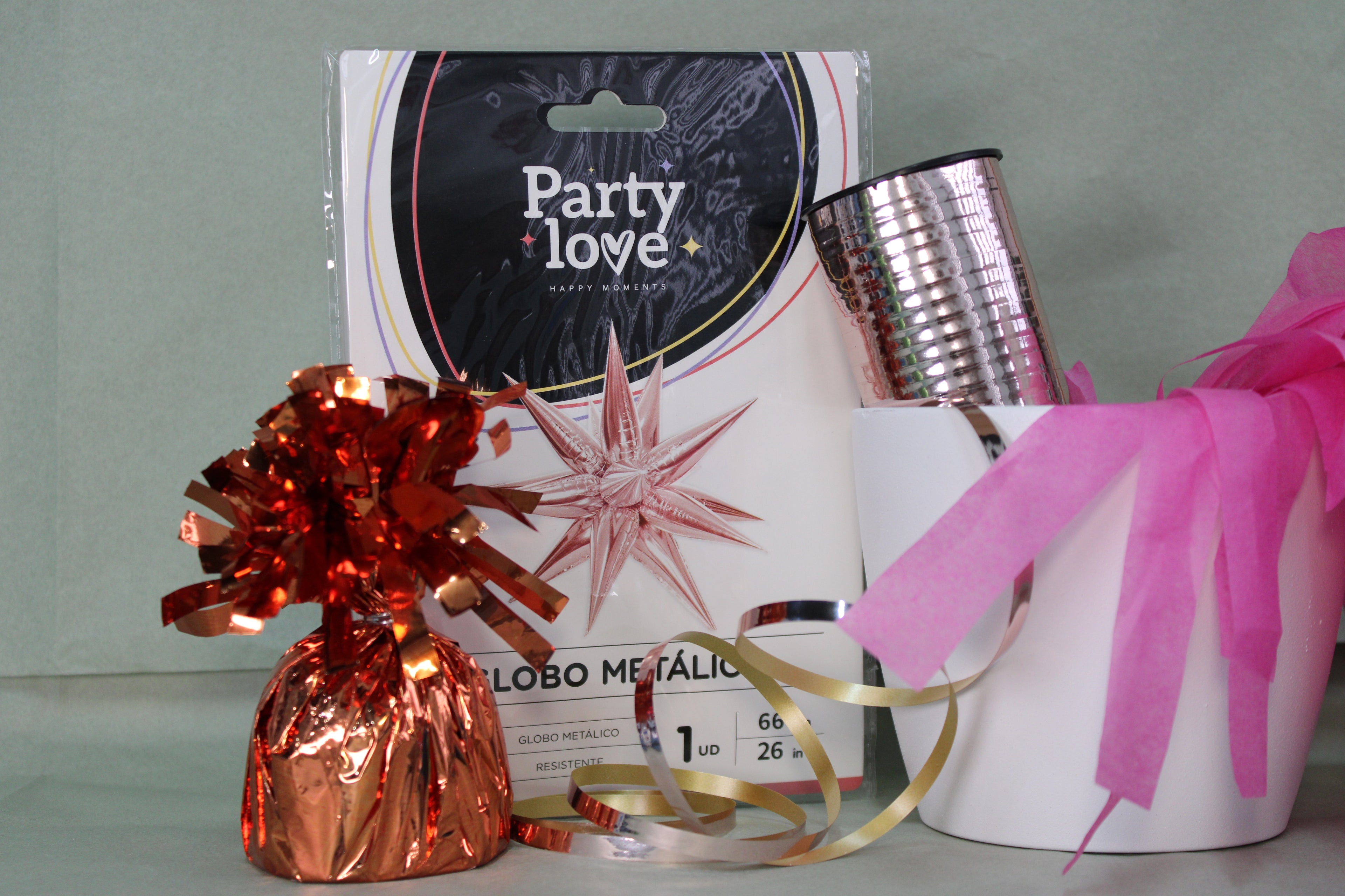 Globo foil estrella multipuntas rosa oro 66cm