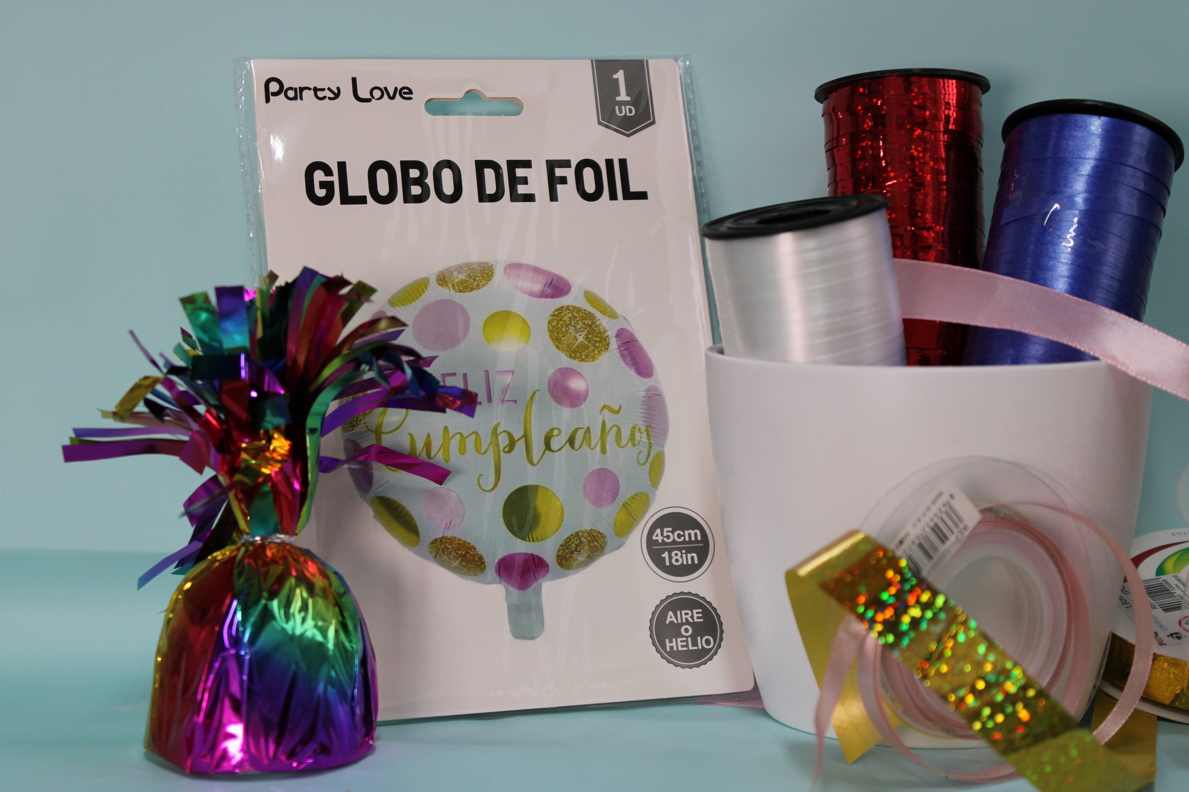 Globo foil feliz cumpleaños redondo blanco y dorado 45 cm