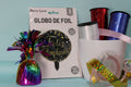 Globo foil feliz cumpleaños redondo negro y dorado 45 cm