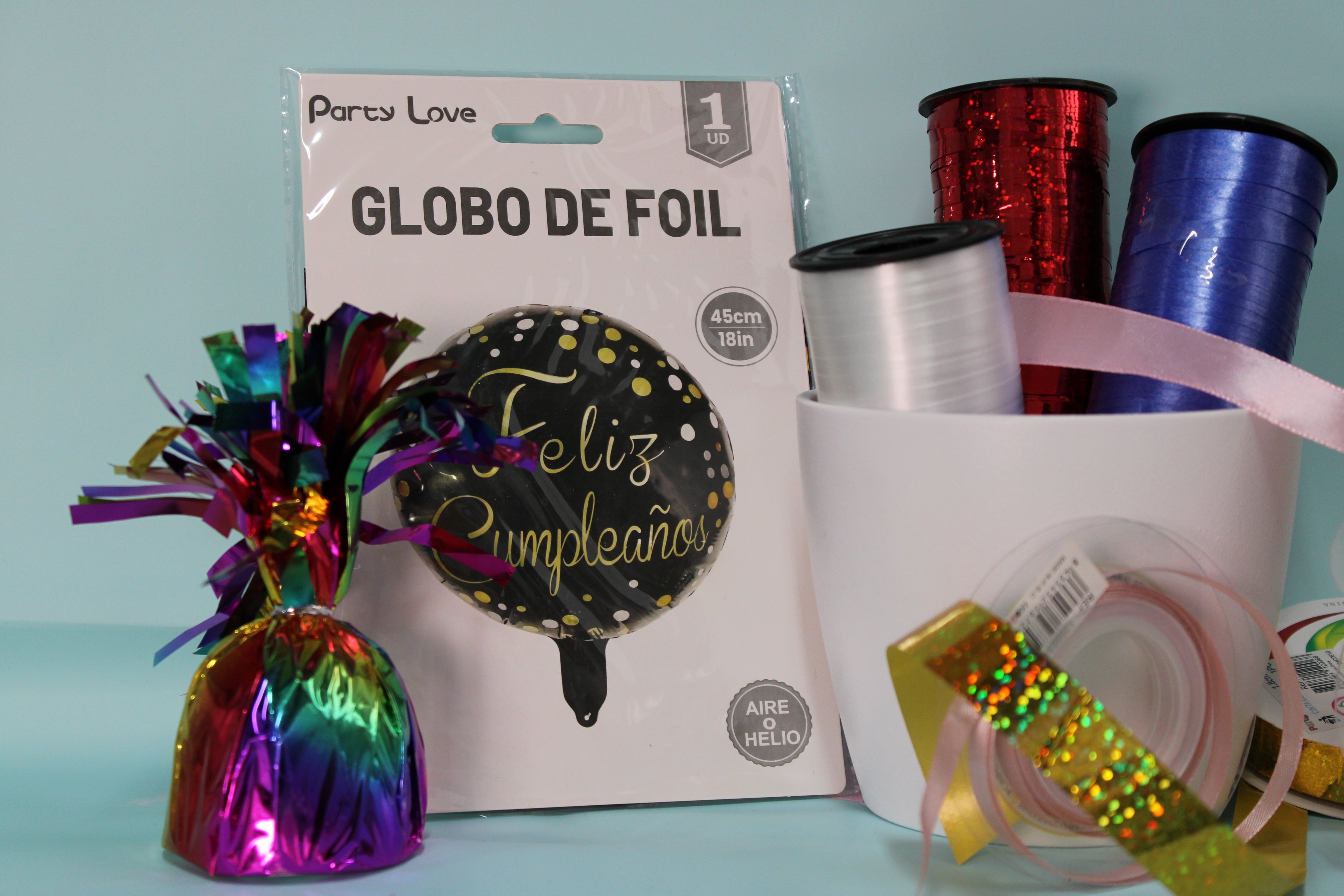 Globo foil feliz cumpleaños redondo negro y dorado 45 cm