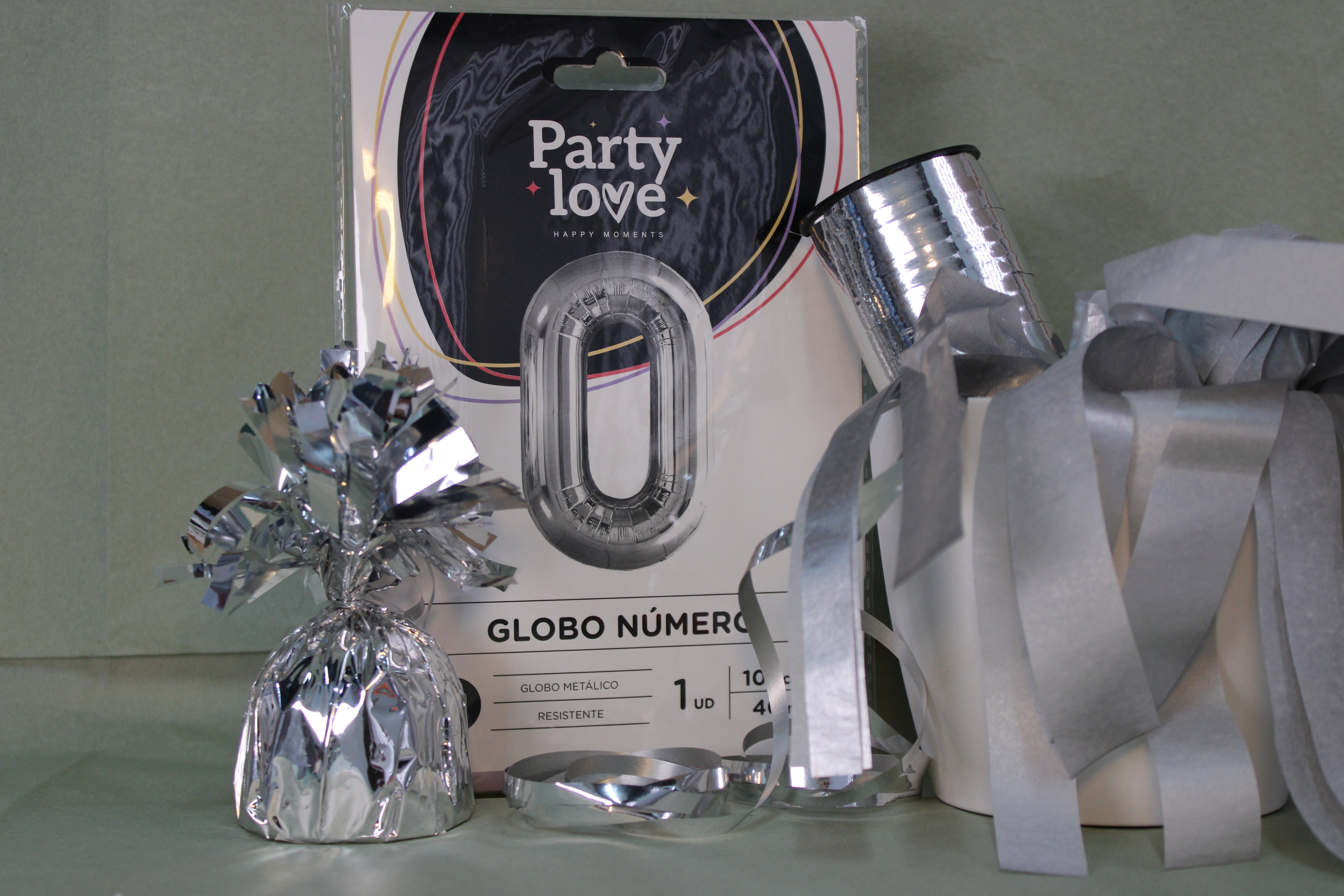 globo foil numero 0 plata 100cm