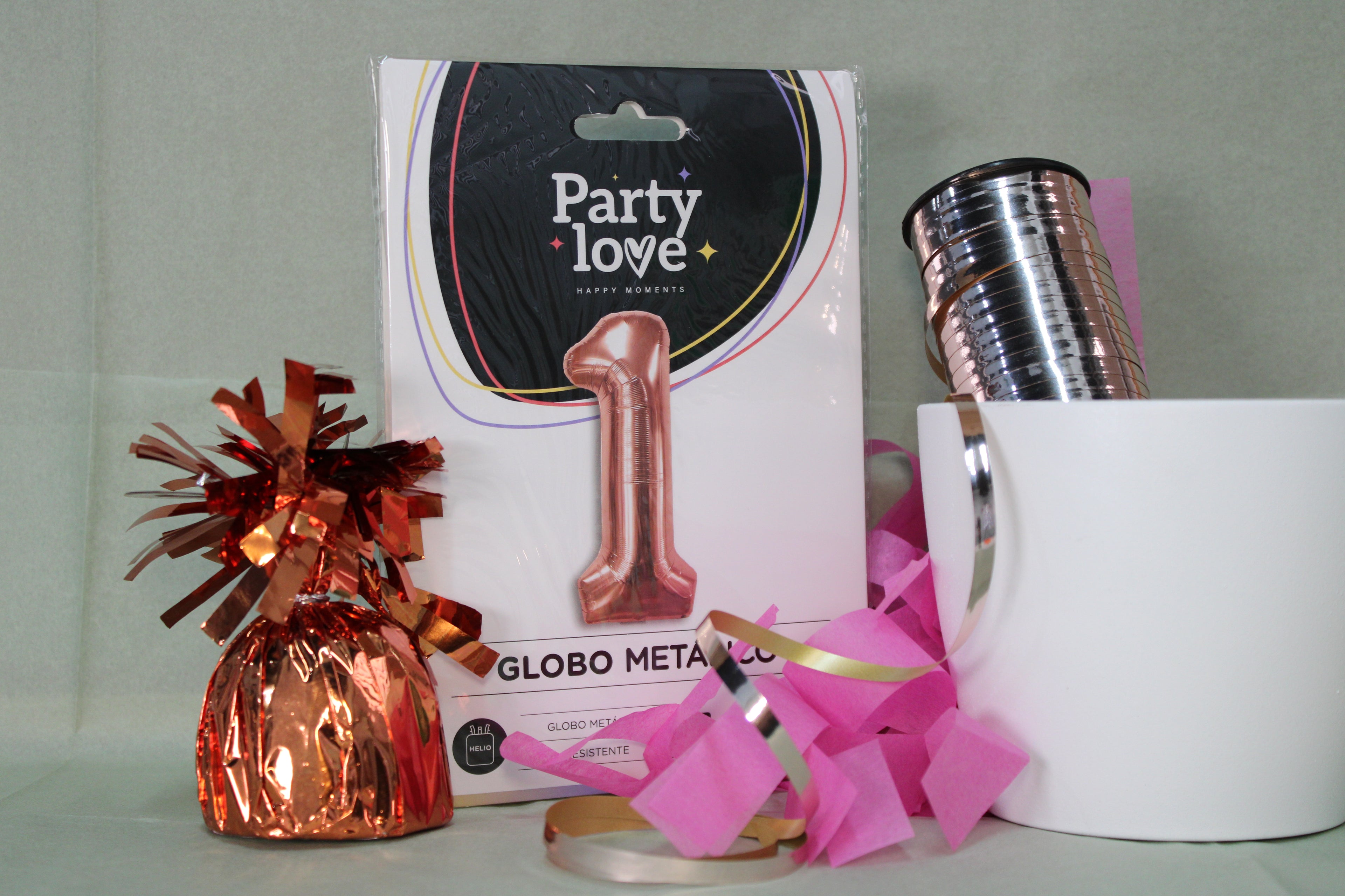 Globo foil numero 1 oro rosa 100cm