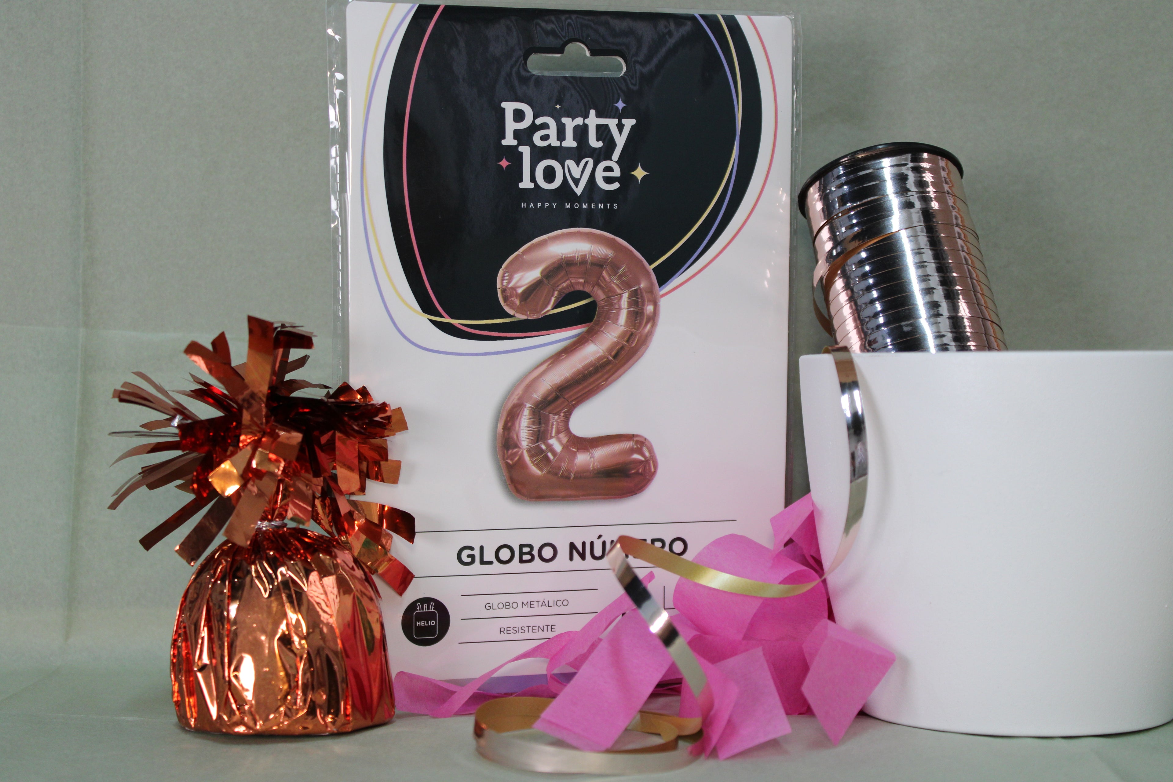 Globo foil numero 2 oro rosa 100cm