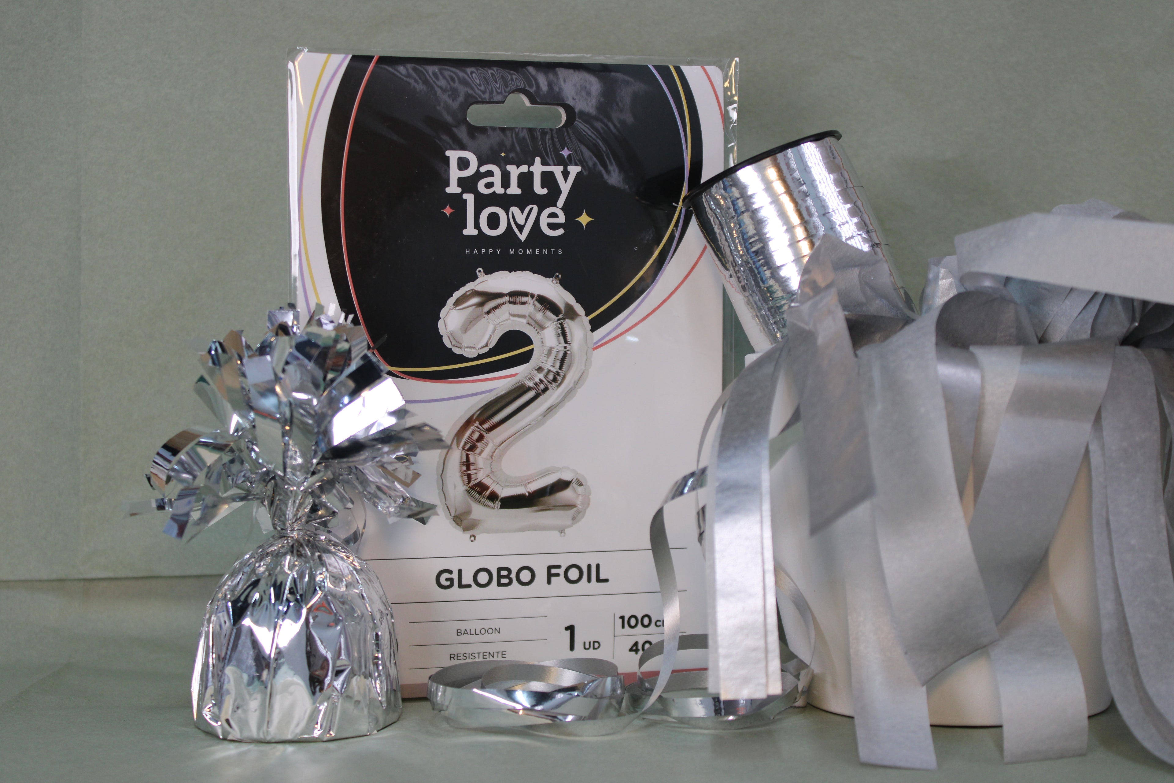globo foil numero 2plata 100cm