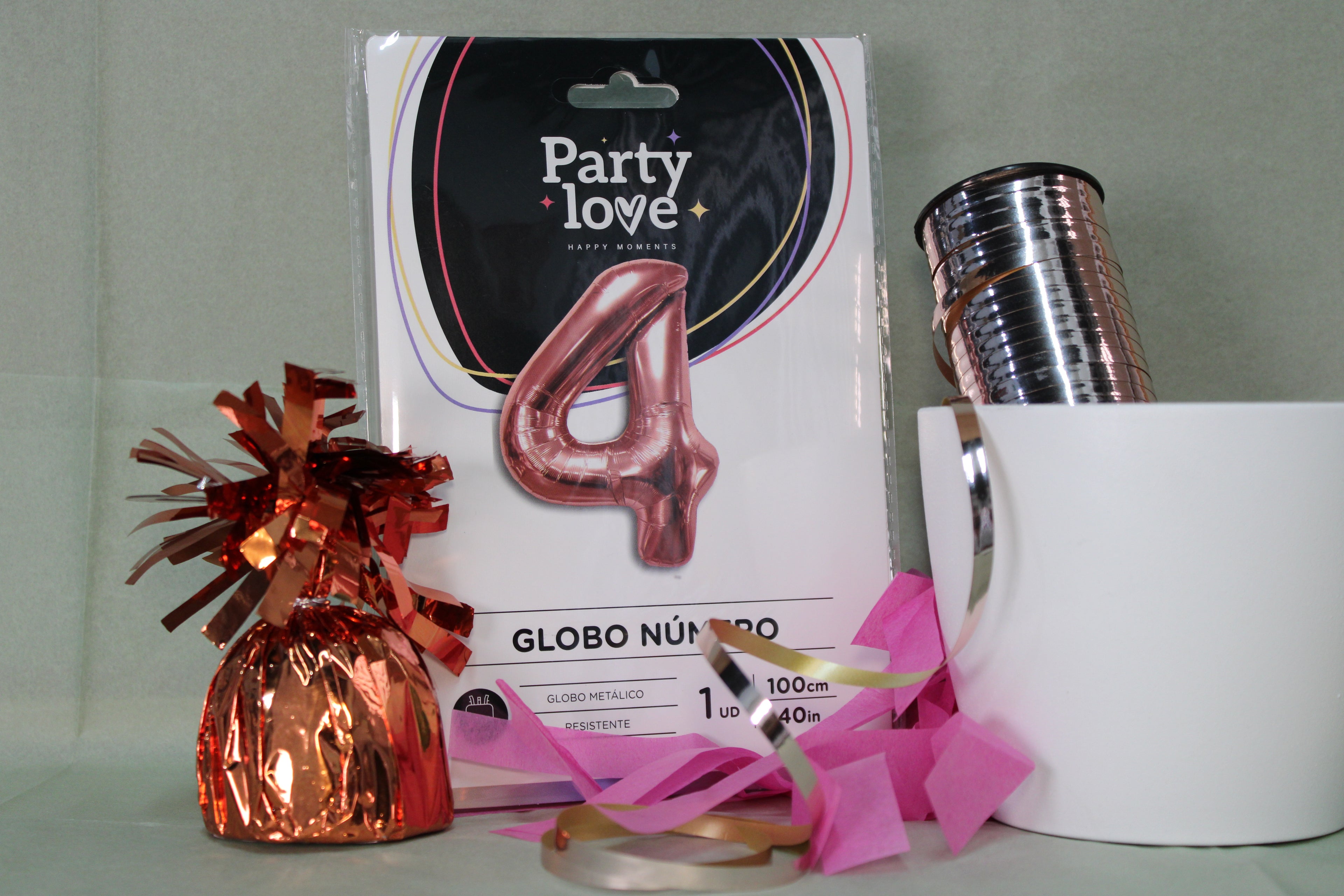 Globo foil numero 4 oro rosa 100cm