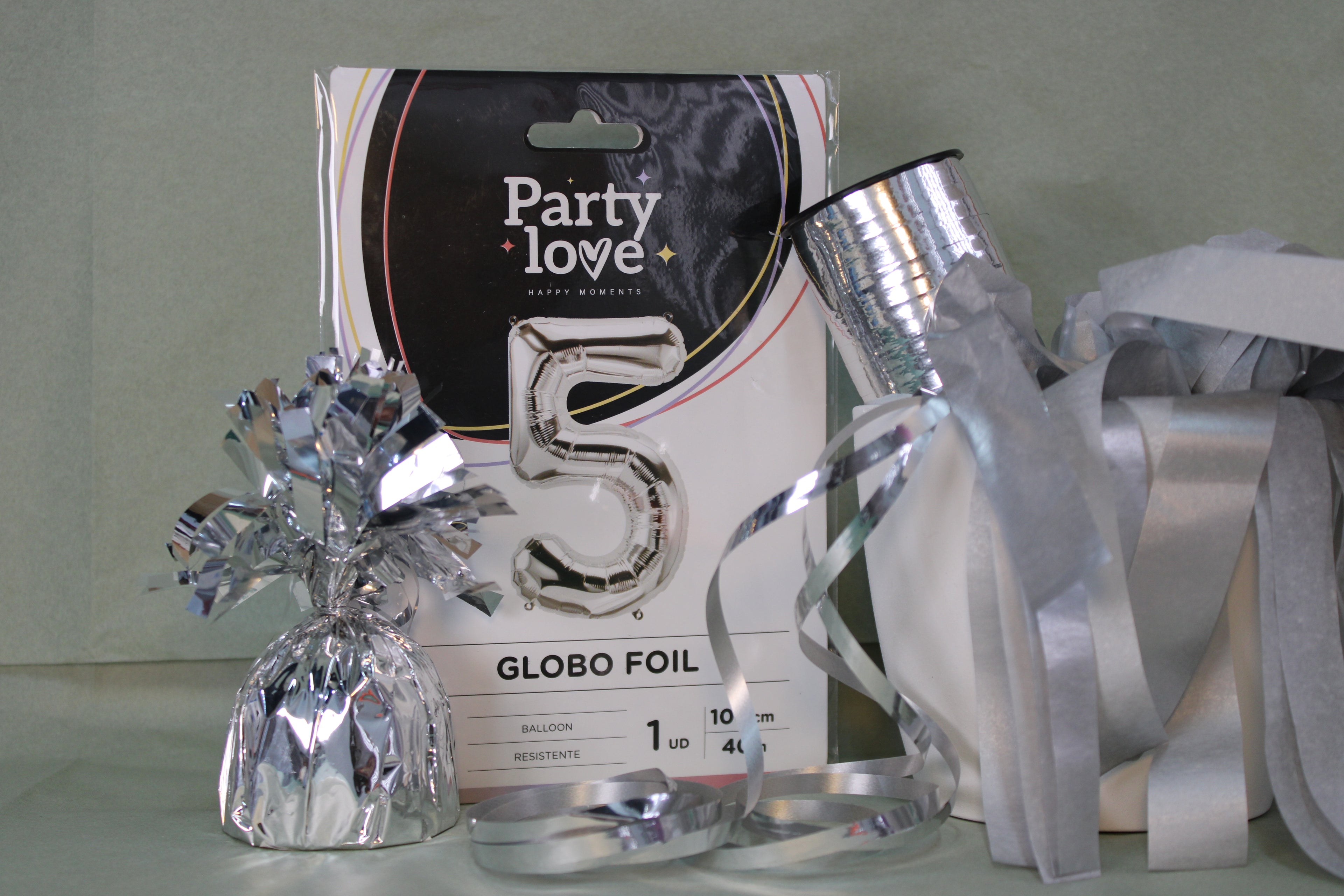 Globo foil numero 5 plata 100cm
