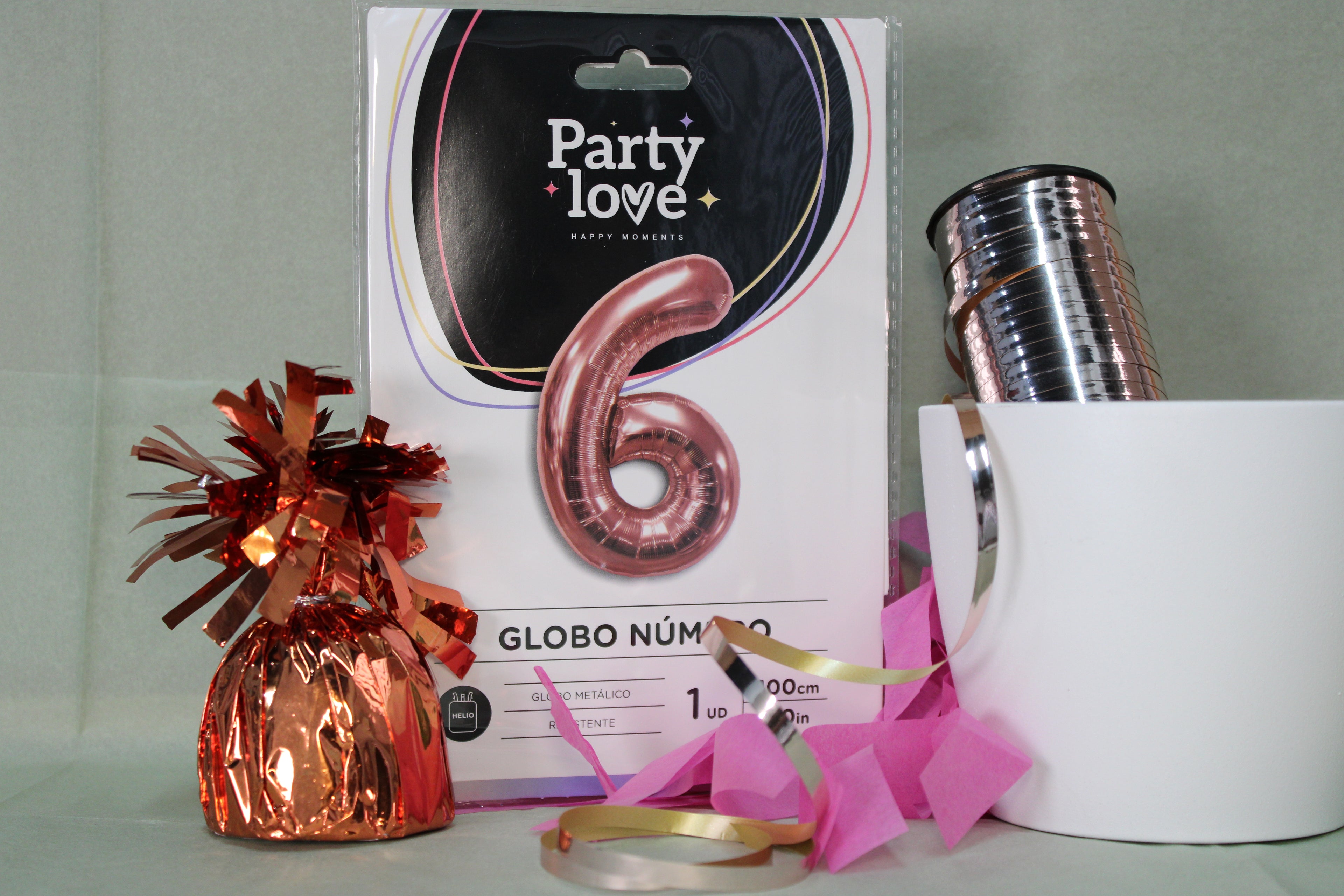 Globo foil numero 6 oro rosa 100cm