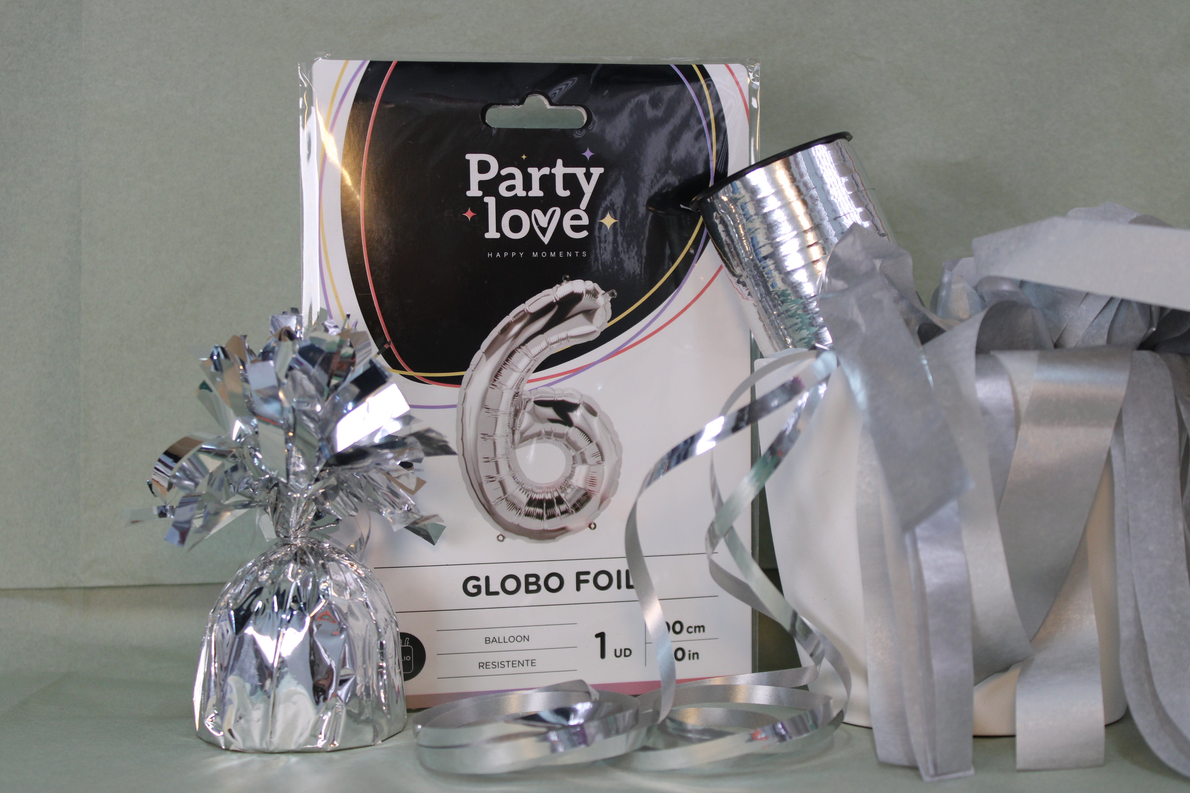 Globo foil numero 6 plata 100cm