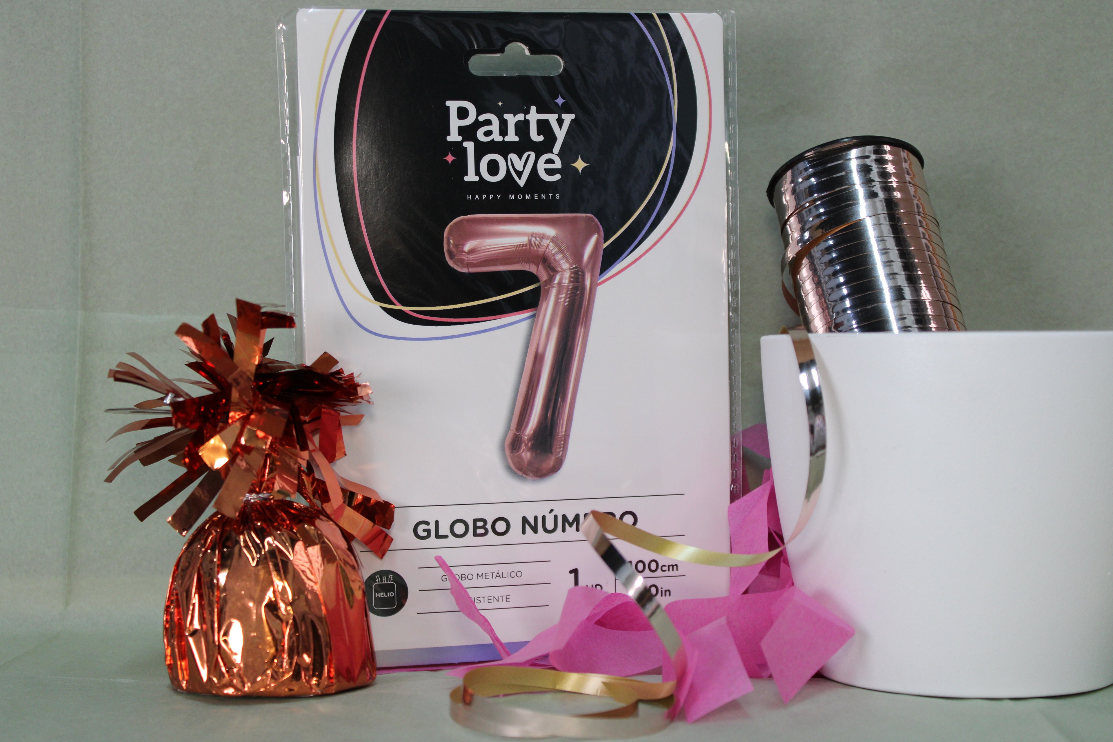 Globo foil numero 7 oro rosa 100cm