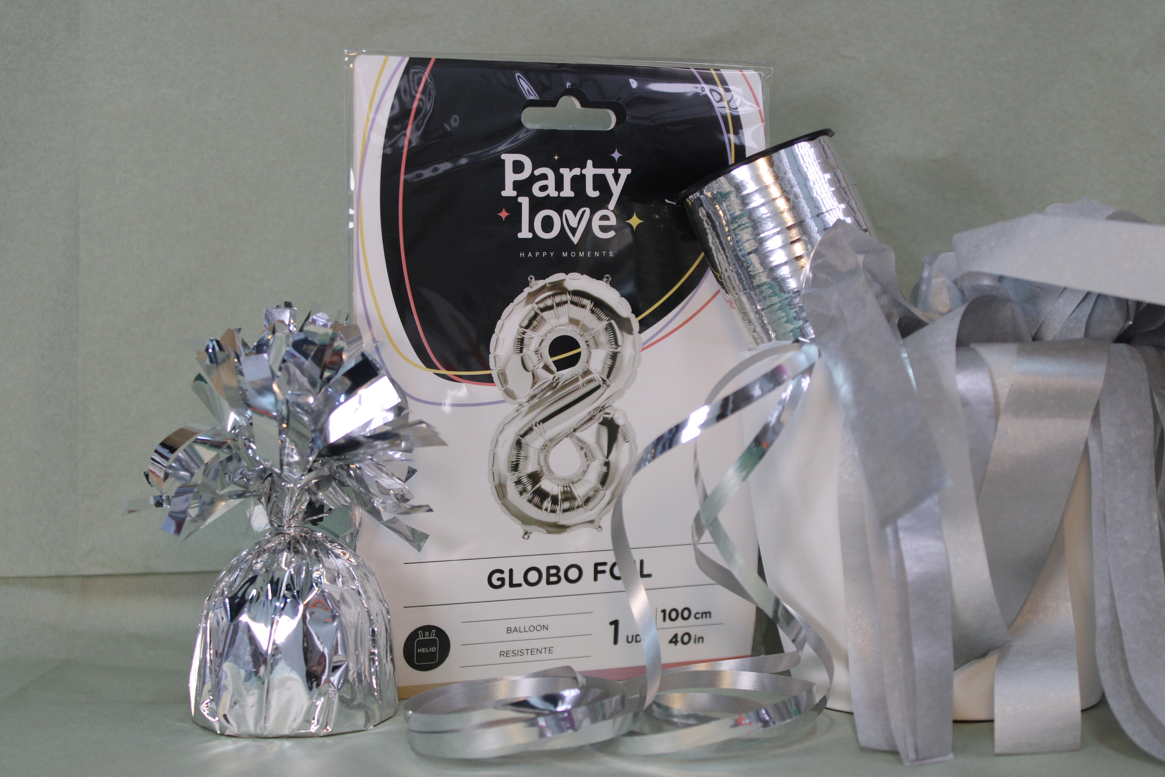 Globo foil numero 8 plata 100cm