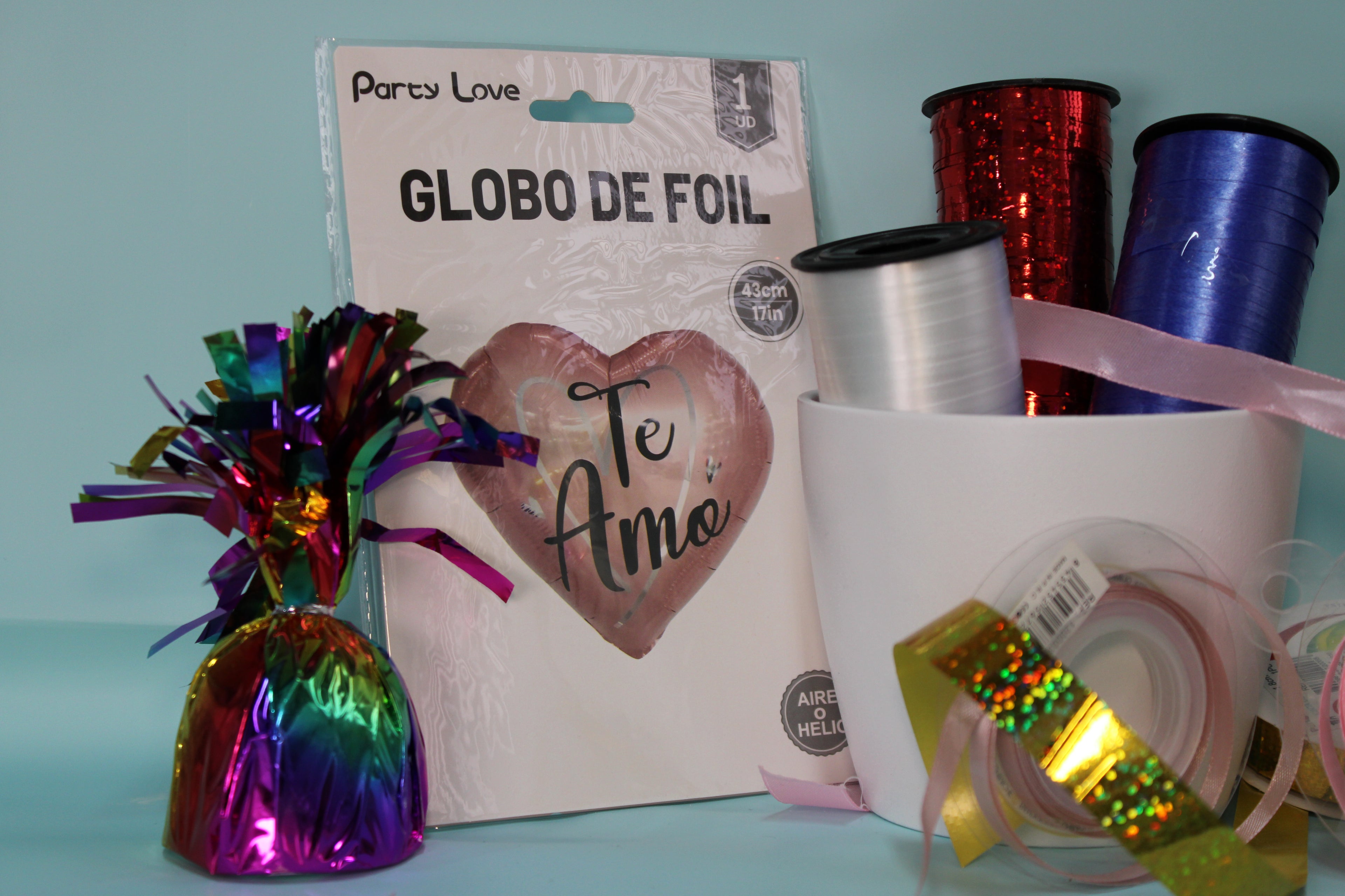 Globo foil te amo corazon rosa 43 cm