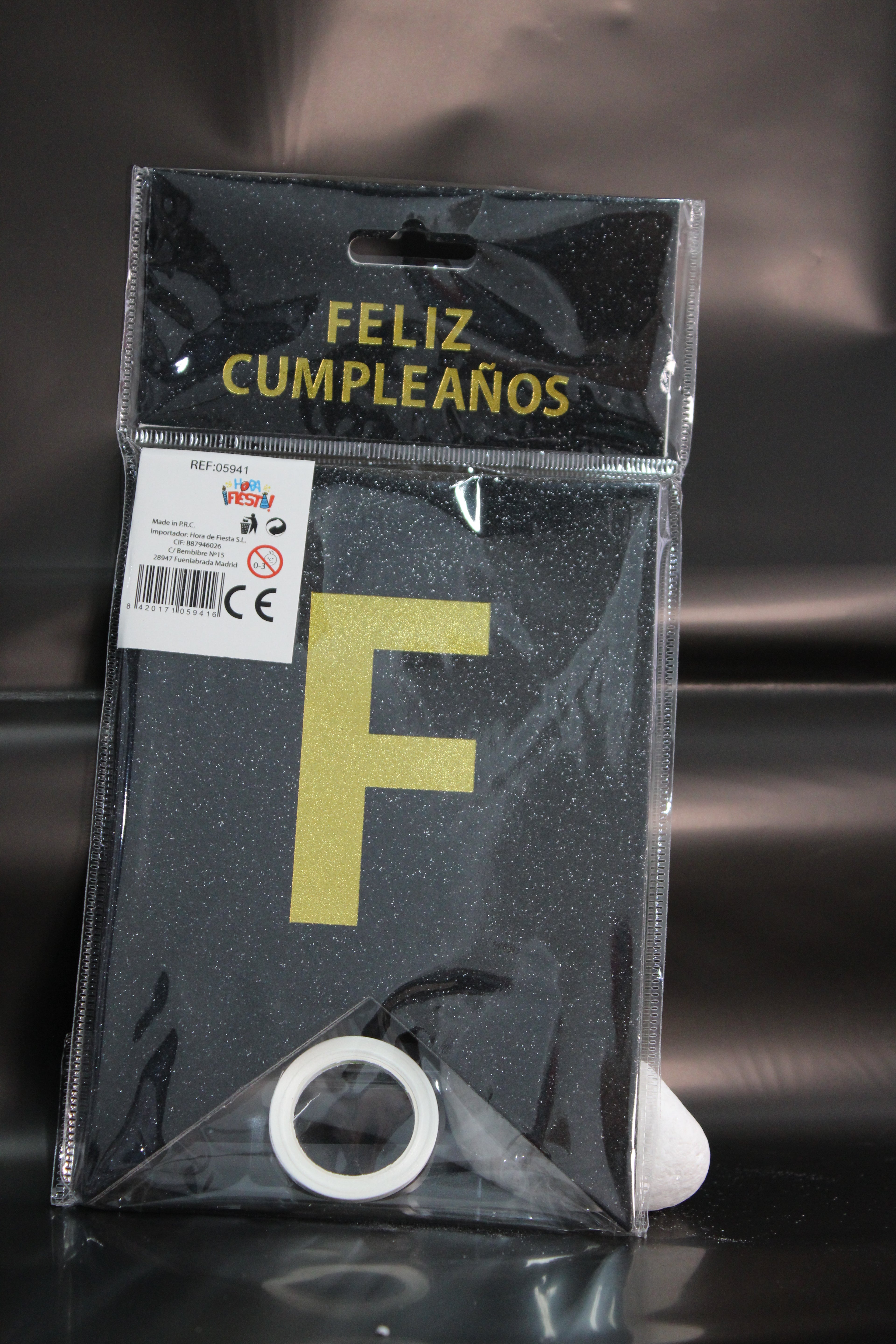 Guirnalda purpurina feliz cumpleaños negra