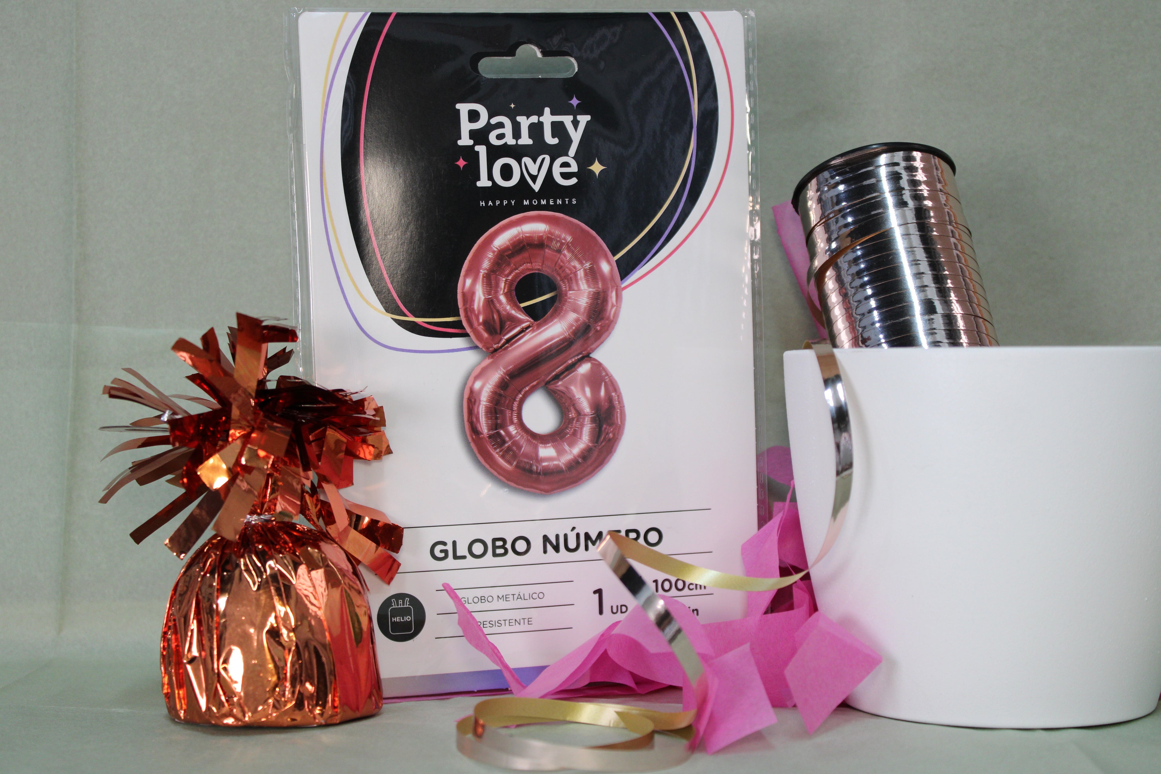 Globo foil numero 8 oro rosa 100cm
