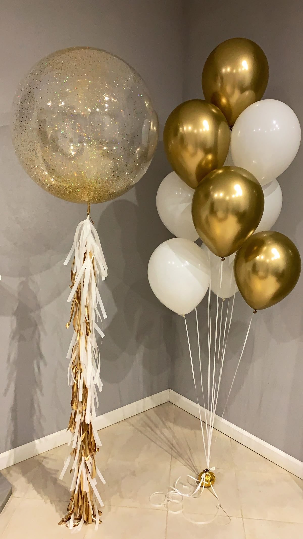 kit de globo burbuja mas ramo de globos de latex
