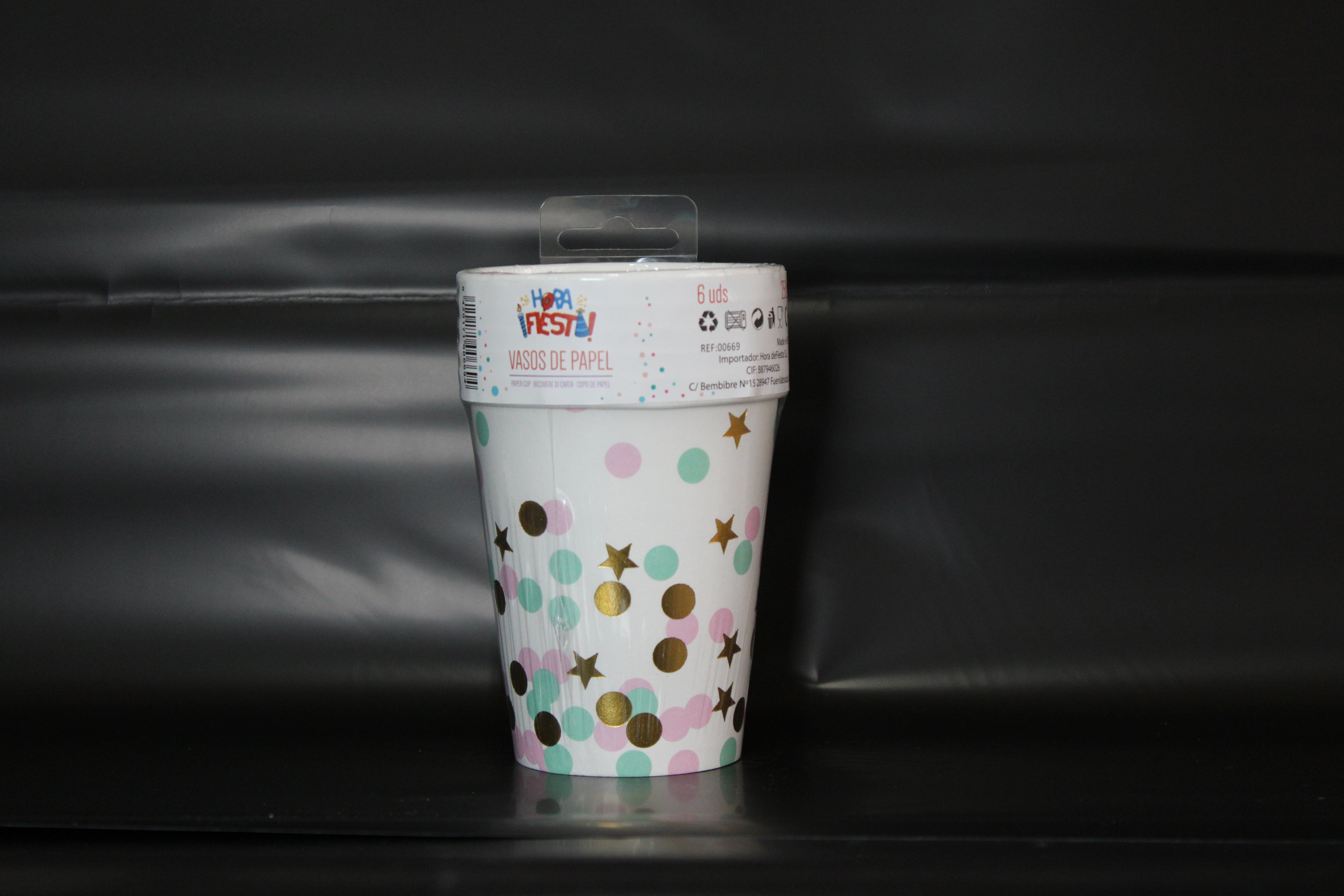 Vaso Lunares azul y rosa
