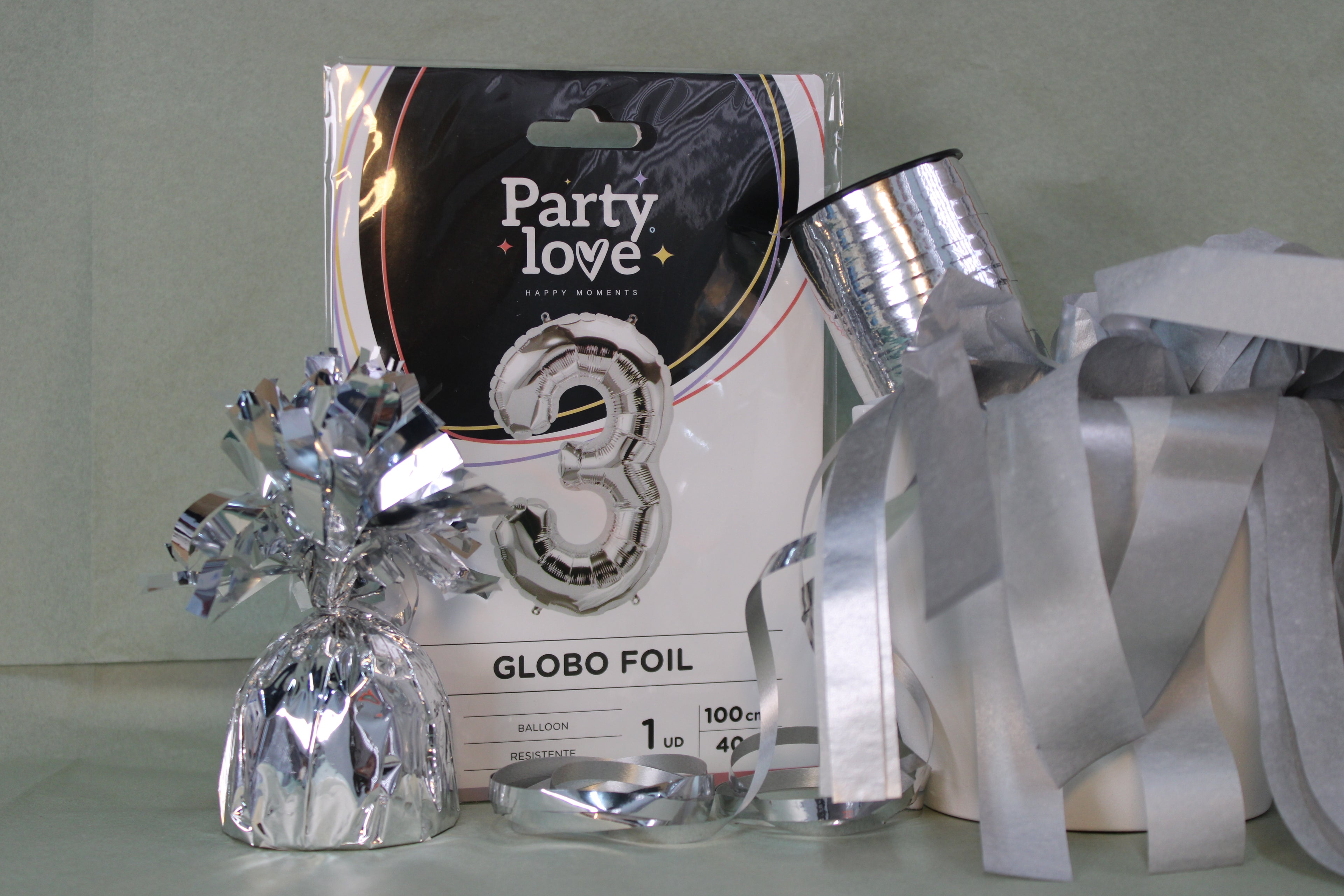 globo foil numero 3 plata 100cm
