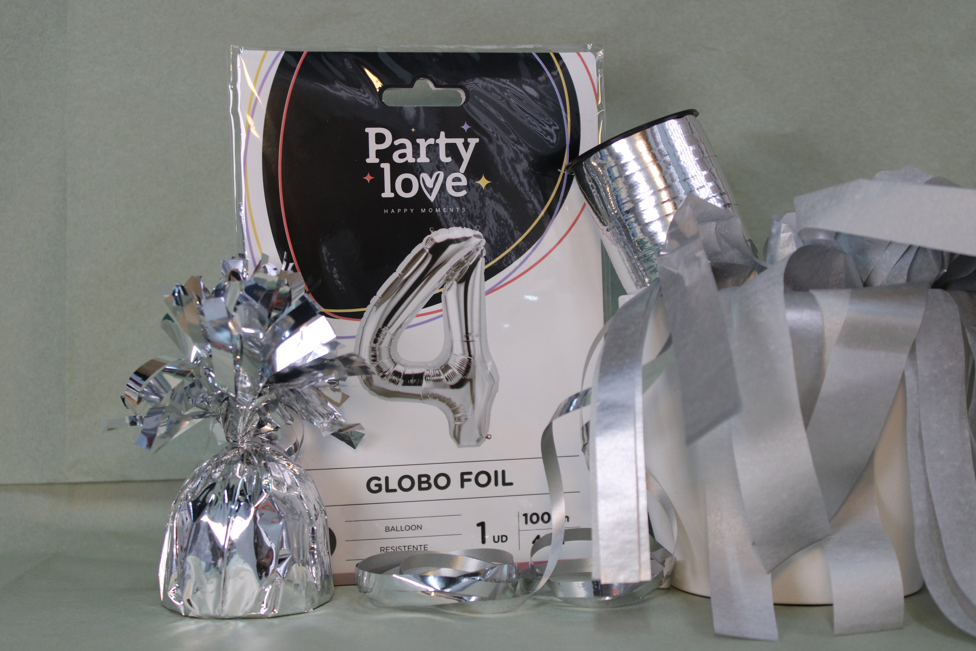 globo foil numero 4 plata 100cm