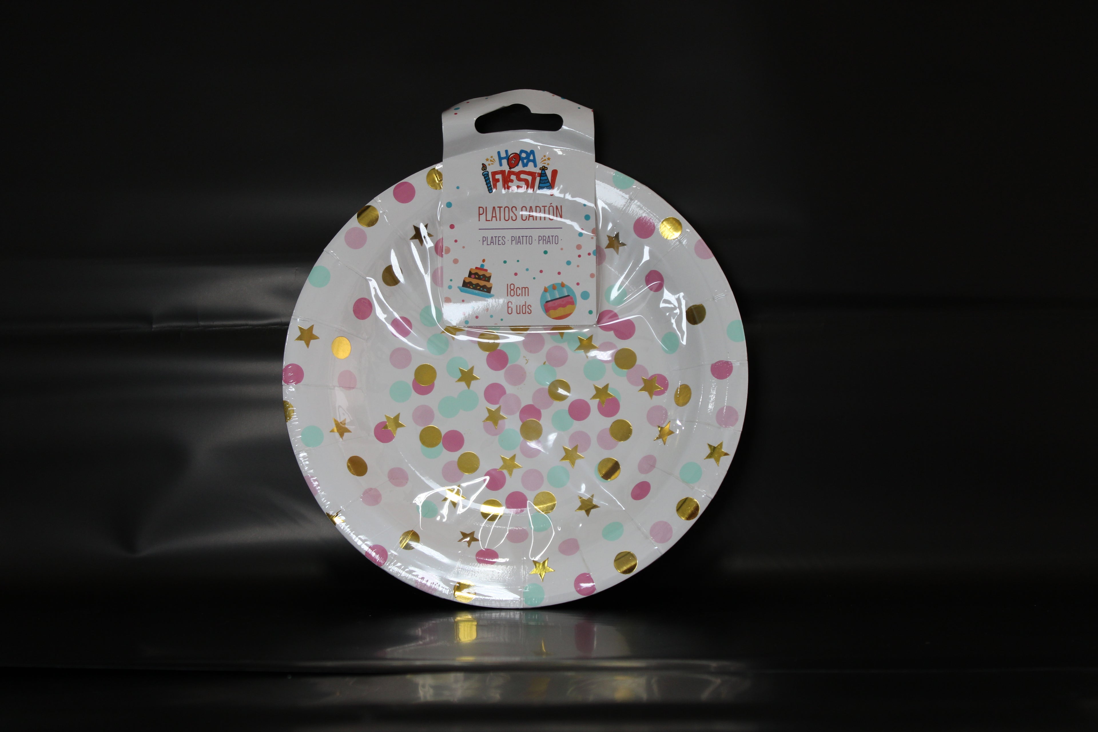 plato Lunares azul y rosa 18cm