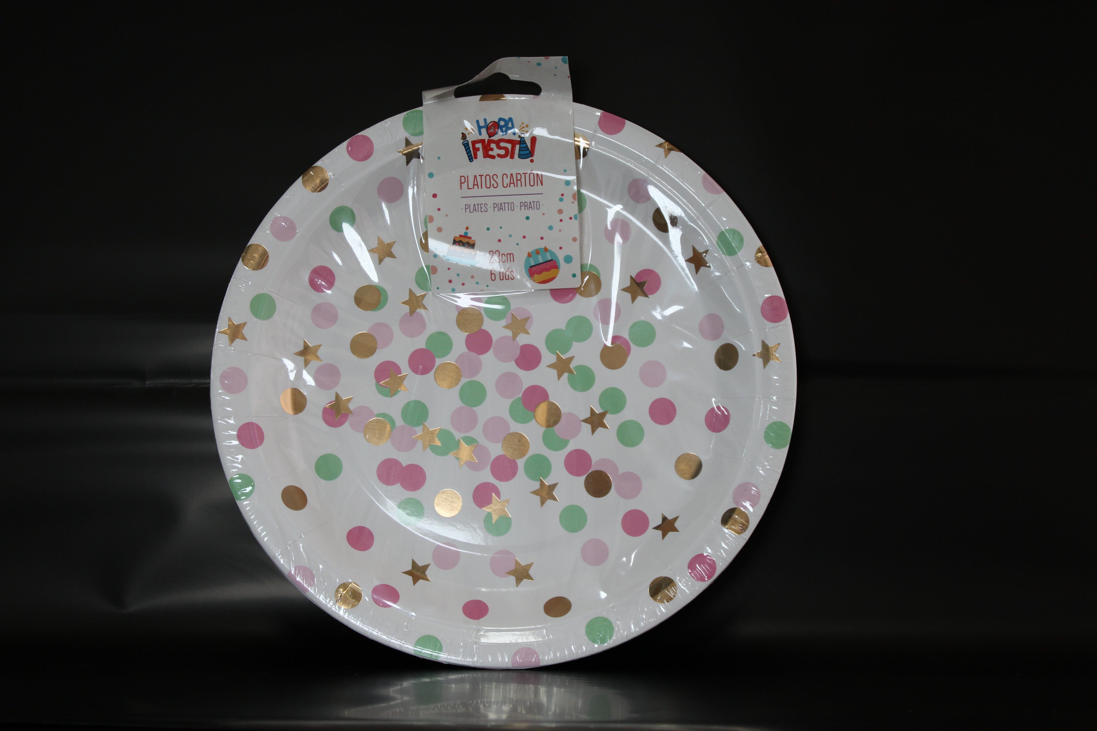 plato Lunares azul y rosa 23cm