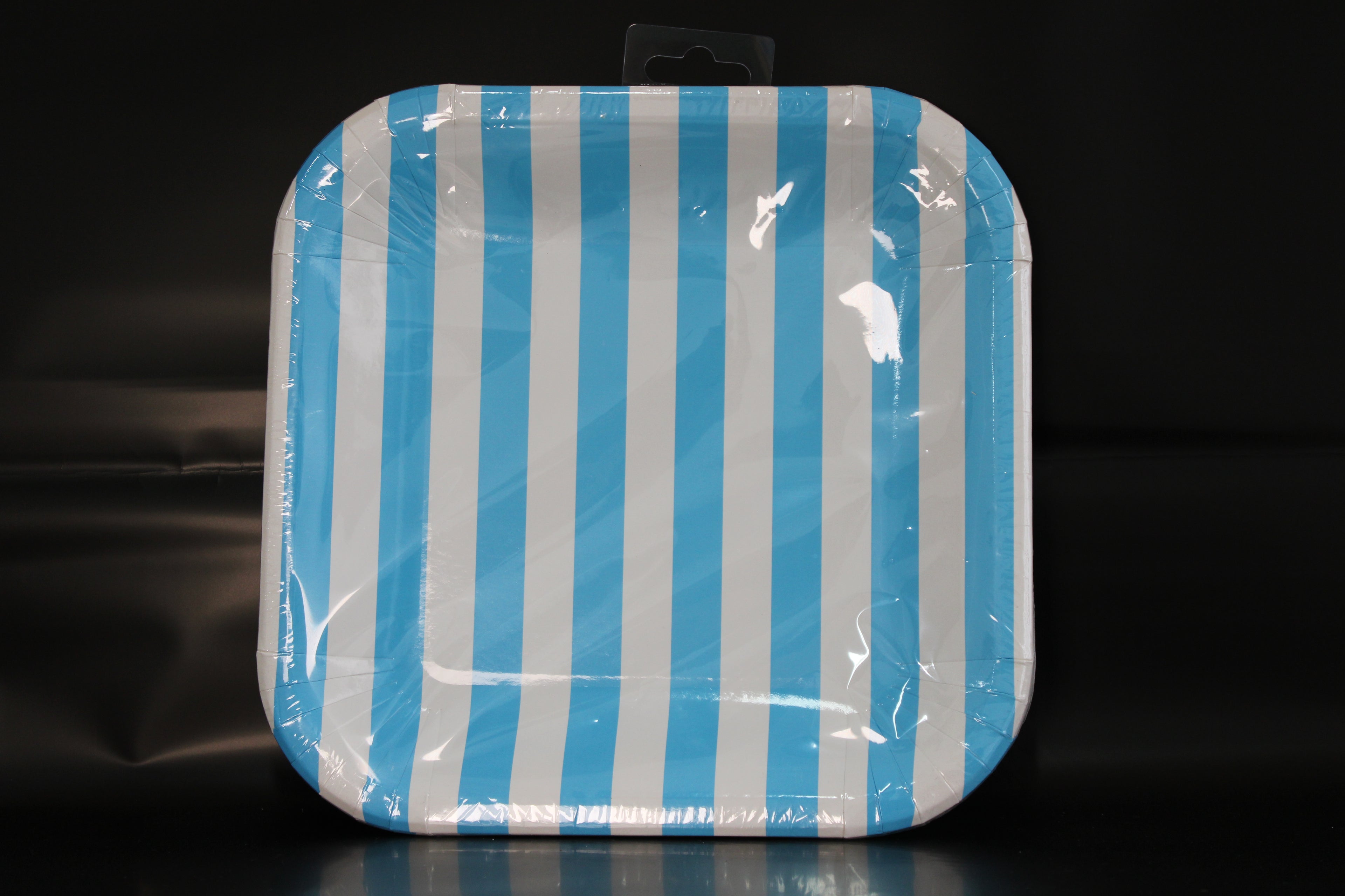 plato cuadrado raya azules